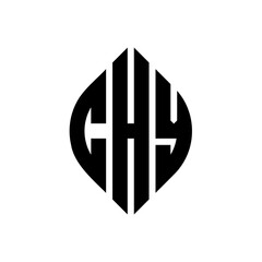 Obraz premium CHY circle letter logo design with circle and ellipse shape. CHY ellipse letters with typographic style. The three initials form a circle logo. CHY Circle Emblem Abstract Monogram Letter Mark Vector.