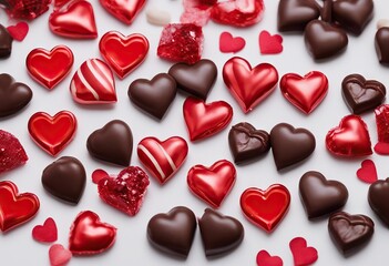  shape space heart red candies background background foil table chocolate copy close Love white