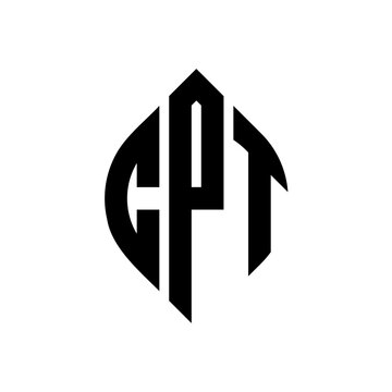 CPT circle letter logo design with circle and ellipse shape. CPT ellipse letters with typographic style. The three initials form a circle logo. CPT Circle Emblem Abstract Monogram Letter Mark Vector.
