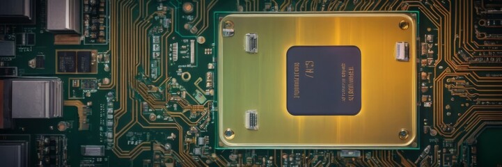 Ai Technology background. Motherboard digital chip integrated communication processor. Circuit technology concept