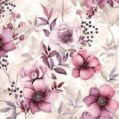 Garnet watercolor botanical digital paper floral background