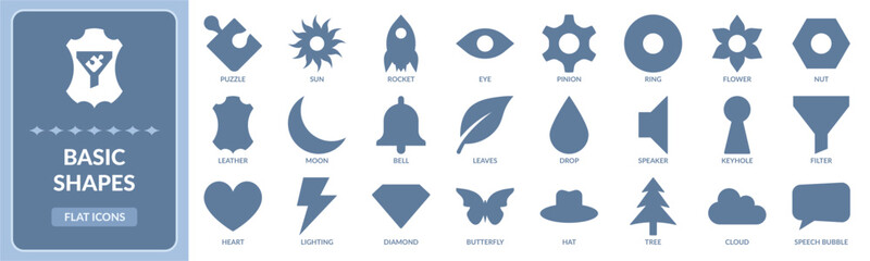 Basic shapes flat icon set - Stock Vector