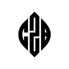 CZB circle letter logo design with circle and ellipse shape. CZB ellipse letters with typographic style. The three initials form a circle logo. CZB Circle Emblem Abstract Monogram Letter Mark Vector.