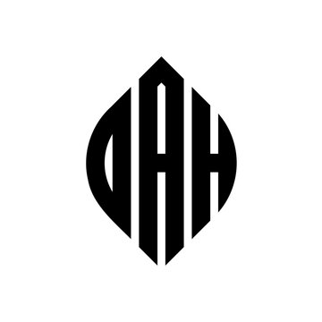 DAH circle letter logo design with circle and ellipse shape. DAH ellipse letters with typographic style. The three initials form a circle logo. DAH circle emblem abstract monogram letter mark vector.