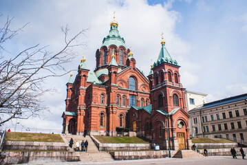 uspensky cathedral in helsinki finland on a sunny day in spring time