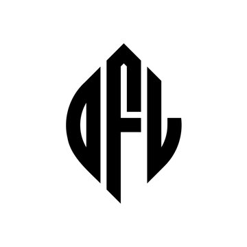 DFL circle letter logo design with circle and ellipse shape. DFL ellipse letters with typographic style. The three initials form a circle logo. DFL circle emblem abstract monogram letter mark vector.