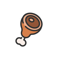drumsticks chicken leg icon, meat sign vector isolated