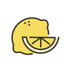 Lemon outline color vector icon, illustration