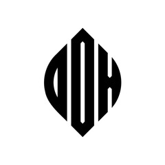 DOX circle letter logo design with circle and ellipse shape. DOX ellipse letters with typographic style. The three initials form a circle logo. DOX circle emblem abstract monogram letter mark vector.