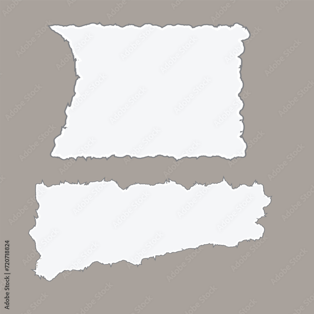 Aufkleber set of torn paper pieces. scrap paper. object strip with shadow isolated on gray background. vector 
