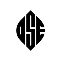 DSE circle letter logo design with circle and ellipse shape. DSE ellipse letters with typographic style. The three initials form a circle logo. DSE circle emblem abstract monogram letter mark vector.