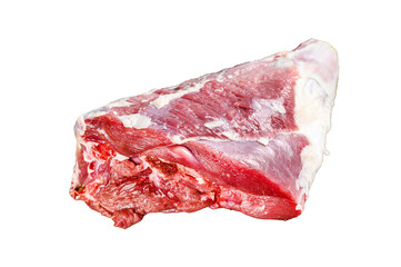 Whole raw leg of lamb. Fresh organic meat.  Isolated, Transparent background. 