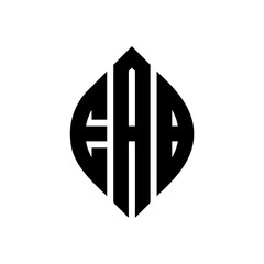 Obraz premium EAB circle letter logo design with circle and ellipse shape. EAB ellipse letters with typographic style. The three initials form a circle logo. EAB Circle Emblem Abstract Monogram Letter Mark Vector.