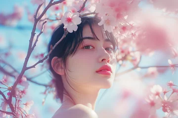 Foto auf Acrylglas 桜と女性、春 © keisuke
