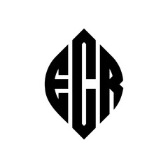 Fototapeta premium ECR circle letter logo design with circle and ellipse shape. ECR ellipse letters with typographic style. The three initials form a circle logo. ECR Circle Emblem Abstract Monogram Letter Mark Vector.