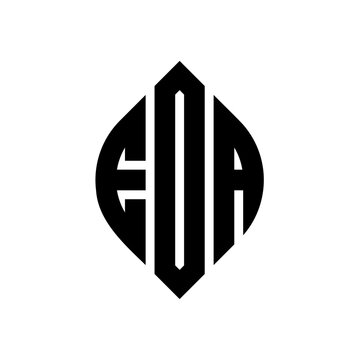 EDA circle letter logo design with circle and ellipse shape. EDA ellipse letters with typographic style. The three initials form a circle logo. EDA Circle Emblem Abstract Monogram Letter Mark Vector.