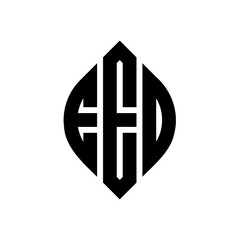 Obraz premium EED circle letter logo design with circle and ellipse shape. EED ellipse letters with typographic style. The three initials form a circle logo. EED Circle Emblem Abstract Monogram Letter Mark Vector.
