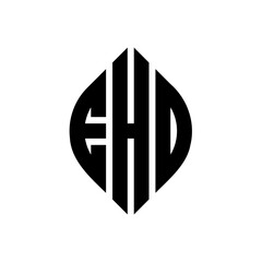 EHD circle letter logo design with circle and ellipse shape. EHD ellipse letters with typographic style. The three initials form a circle logo. EHD Circle Emblem Abstract Monogram Letter Mark Vector.