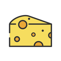Piece of cheese line color icon