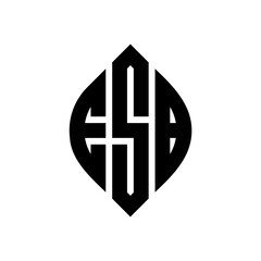 ESB circle letter logo design with circle and ellipse shape. ESB ellipse letters with typographic style. The three initials form a circle logo. ESB Circle Emblem Abstract Monogram Letter Mark Vector.