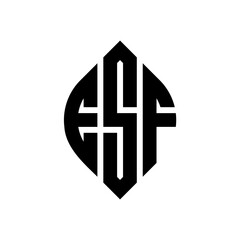 Obraz premium ESF circle letter logo design with circle and ellipse shape. ESF ellipse letters with typographic style. The three initials form a circle logo. ESF Circle Emblem Abstract Monogram Letter Mark Vector.