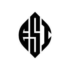 Obraz premium ESI circle letter logo design with circle and ellipse shape. ESI ellipse letters with typographic style. The three initials form a circle logo. ESI Circle Emblem Abstract Monogram Letter Mark Vector.