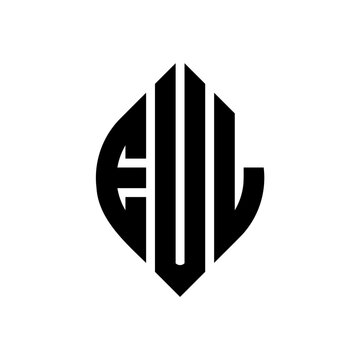 EUL circle letter logo design with circle and ellipse shape. EUL ellipse letters with typographic style. The three initials form a circle logo. EUL Circle Emblem Abstract Monogram Letter Mark Vector.