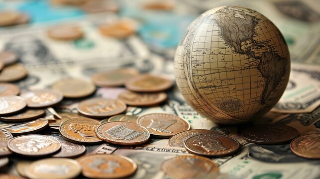 Symbolic image of money and coins and economy.