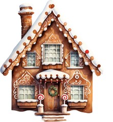 Illustration of a gingerbread house, isolated picture