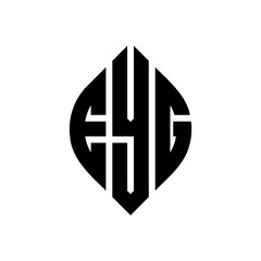 Fototapeta premium EYG circle letter logo design with circle and ellipse shape. EYG ellipse letters with typographic style. The three initials form a circle logo. EYG Circle Emblem Abstract Monogram Letter Mark Vector.