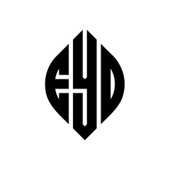 Obraz premium EYO circle letter logo design with circle and ellipse shape. EYO ellipse letters with typographic style. The three initials form a circle logo. EYO Circle Emblem Abstract Monogram Letter Mark Vector.