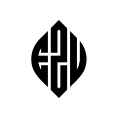 Obraz premium EZU circle letter logo design with circle and ellipse shape. EZU ellipse letters with typographic style. The three initials form a circle logo. EZU Circle Emblem Abstract Monogram Letter Mark Vector.