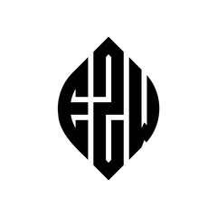 Obraz premium EZW circle letter logo design with circle and ellipse shape. EZW ellipse letters with typographic style. The three initials form a circle logo. EZW Circle Emblem Abstract Monogram Letter Mark Vector.