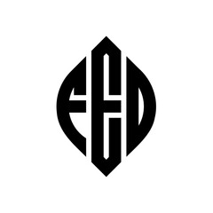 Obraz premium FEO circle letter logo design with circle and ellipse shape. FEO ellipse letters with typographic style. The three initials form a circle logo. FEO Circle Emblem Abstract Monogram Letter Mark Vector.