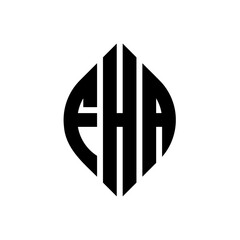 FHA circle letter logo design with circle and ellipse shape. FHA ellipse letters with typographic style. The three initials form a circle logo. FHA Circle Emblem Abstract Monogram Letter Mark Vector.