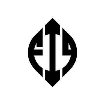 FIQ circle letter logo design with circle and ellipse shape. FIQ ellipse letters with typographic style. The three initials form a circle logo. FIQ Circle Emblem Abstract Monogram Letter Mark Vector.
