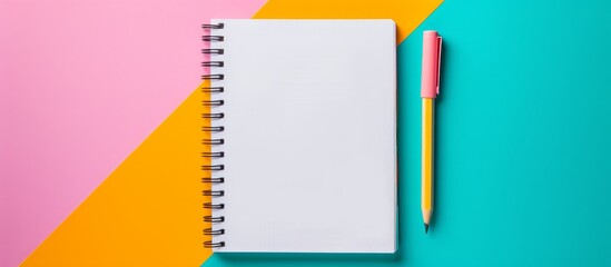Vibrant Colorful Background with Blank Notebook, Pencil, and Color - Blank, Notebook, Pencil,...