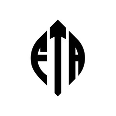 FTA circle letter logo design with circle and ellipse shape. FTA ellipse letters with typographic style. The three initials form a circle logo. FTA Circle Emblem Abstract Monogram Letter Mark Vector.