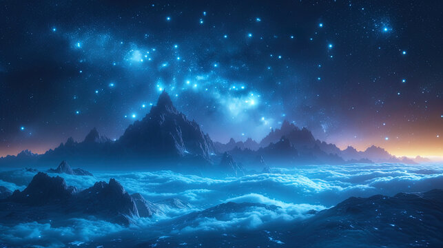 Photos of space landscape with bright stars and f © JVLMediaUHD