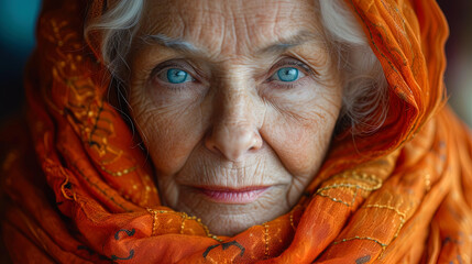 Portrait of an old woman emitting warmth and wis - obrazy, fototapety, plakaty