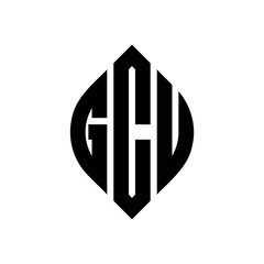 GCU circle letter logo design with circle and ellipse shape. GCU ellipse letters with typographic style. The three initials form a circle logo. GCU Circle Emblem Abstract Monogram Letter Mark Vector.