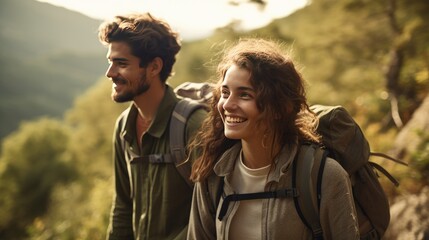 Young couple hiking