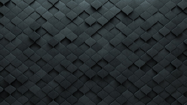 Concrete, Semigloss Wall background with tiles. Arabesque, tile Wallpaper with 3D, Polished blocks. 3D Render