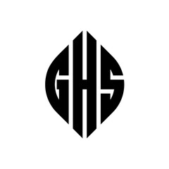 Obraz premium GHS circle letter logo design with circle and ellipse shape. GHS ellipse letters with typographic style. The three initials form a circle logo. GHS Circle Emblem Abstract Monogram Letter Mark Vector.