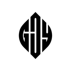 GJY circle letter logo design with circle and ellipse shape. GJY ellipse letters with typographic style. The three initials form a circle logo. GJY Circle Emblem Abstract Monogram Letter Mark Vector.