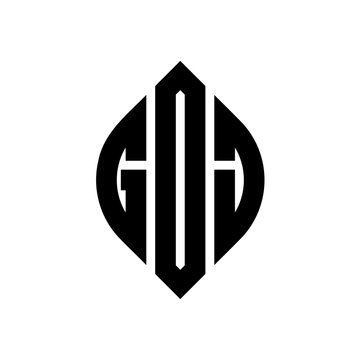 GOJ circle letter logo design with circle and ellipse shape. GOJ ellipse letters with typographic style. The three initials form a circle logo. GOJ Circle Emblem Abstract Monogram Letter Mark Vector.
