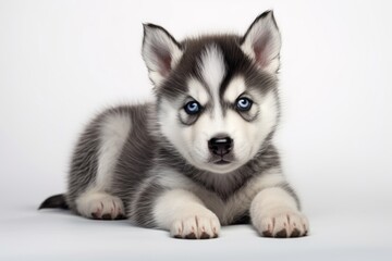 Obraz premium husky puppy with blue eyes on a white background. a dog, a pet.