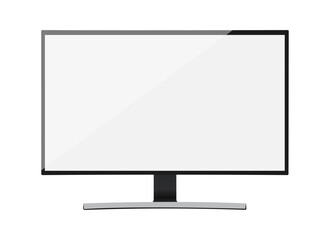 Free vector monitor design with blank white screen isolated on white background