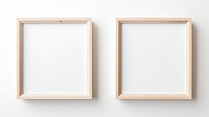 light wooden picture frame, blank white picture, blank white background, mockup, copy space, 16:9