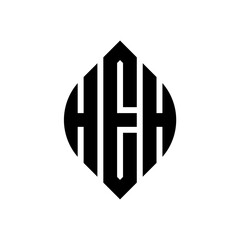 Obraz premium HEH circle letter logo design with circle and ellipse shape. HEH ellipse letters with typographic style. The three initials form a circle logo. HEH circle emblem abstract monogram letter mark vector.